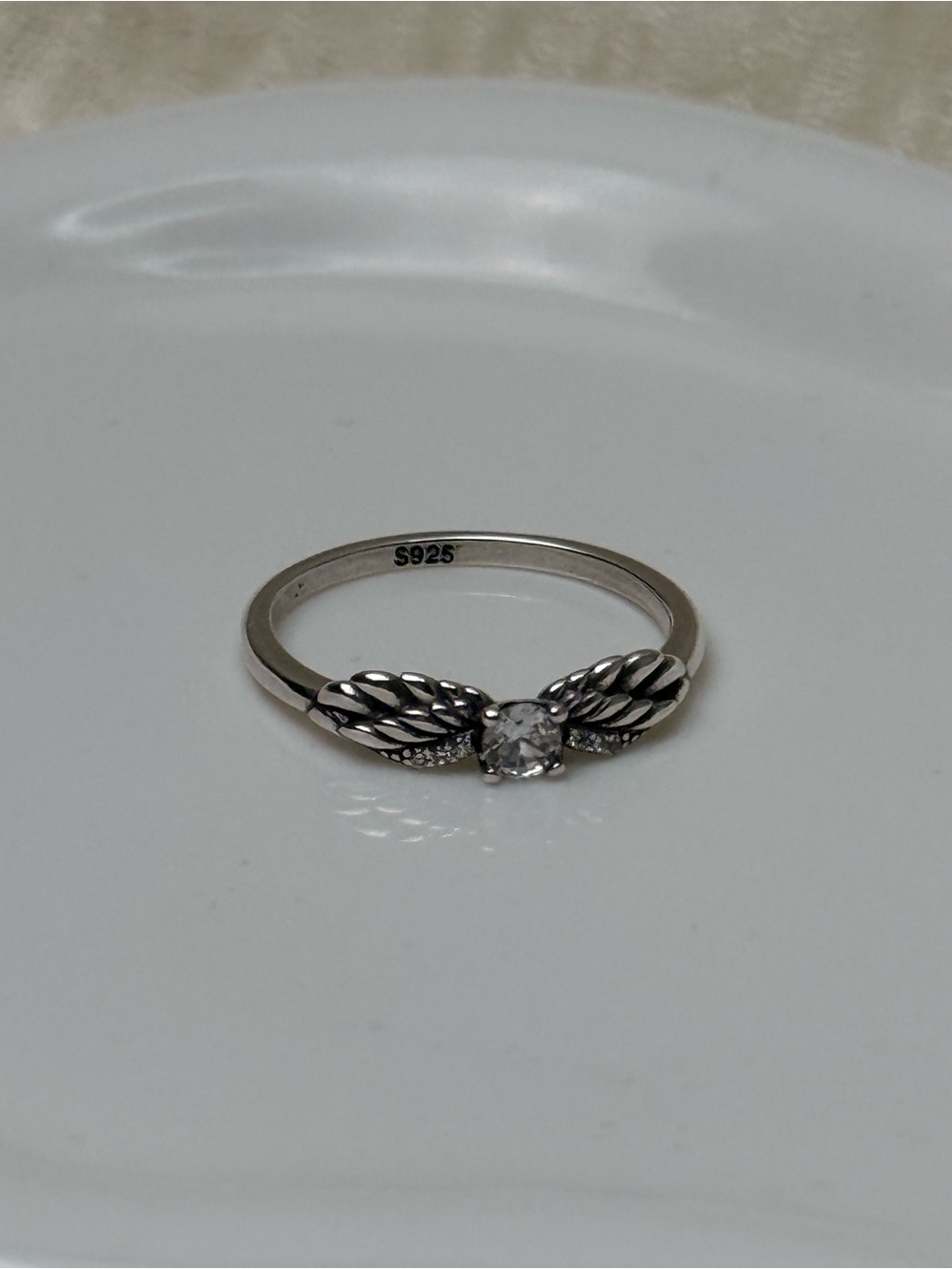 Sterling Silver S925 Winged CZ Ring - Size9